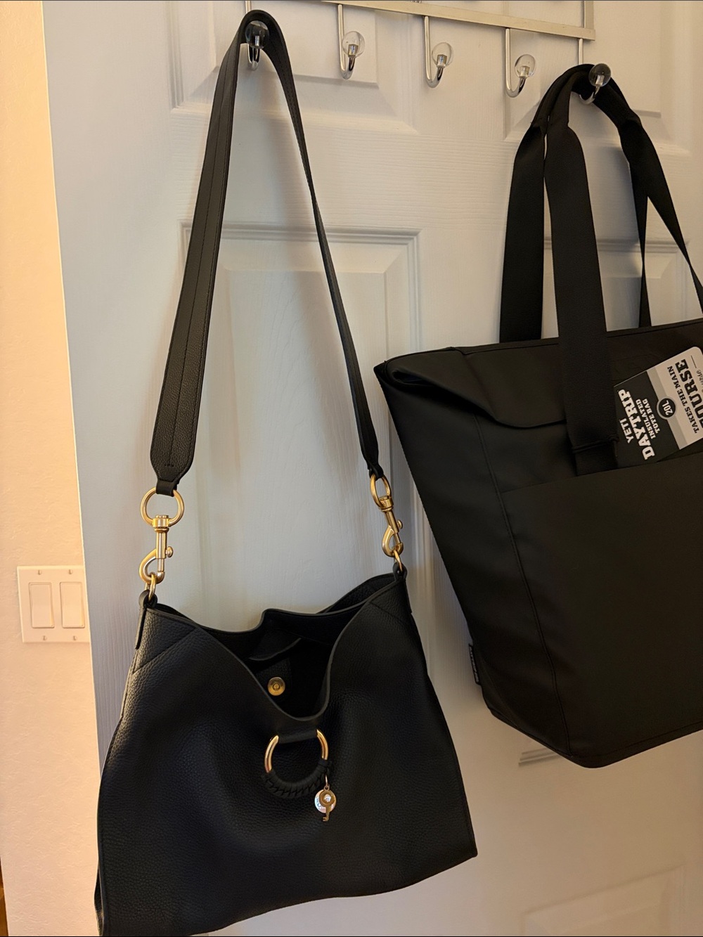 See by Chloe Black Leather Shoulder Bag with Gold Ring Accent - Women Bags